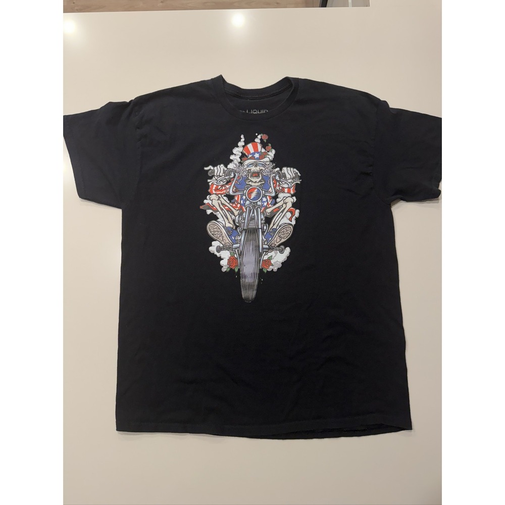 Liquid Blue Grateful Dead Uncle Sam Skeleton Motorcycle T-Shirt Black XL 2011